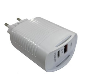 Hálózati töltő adapter KF-02, 20W, gyorstöltés,1xUSB 1xUSB-C, fehér