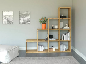 Shannan Step 4X4 polc, 153x153x30 cm, tölgy