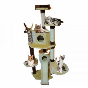 Luxus cicakastély+kaparófa+cicajátékok/4 szintes prémium macskabútor, 180 cm magas