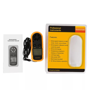 Szélsebesség- és hőmérsékletmérő, beépített LCD, ventilátor, 0-30m/sec