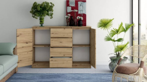 Shannan 2D4S komód, 120x97x40 cm, tölgy