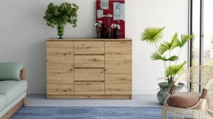 Shannan 2D4S komód, 120x97x40 cm, tölgy