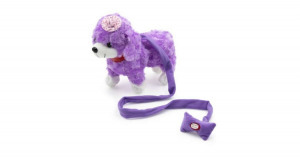 Pórázzal vezethető kutyus, lila színben