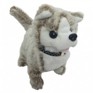 Sétáló, elemes husky kutya puha plüss borítással, hanggal