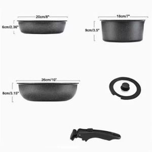 Levehető nyelű 5 részes edénykészlet