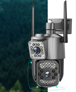 Kettős objektívvel ellátott kültéri biztonsági IP kamera 10X zoommal- 2x2 MP, 4G