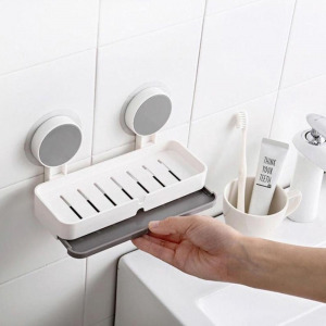 Dupla fali szappantartó / öntapadós, fürdőszobába és konyhába, 20.8 cm (101870)