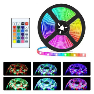RGB öntapadós LED szalag, távirányítós, színváltós, 150LED, 5m, többszínű