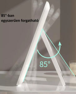 Érintős kozmetikai sminktükör, LED fényerő, támasztó, akkumulátor, pink