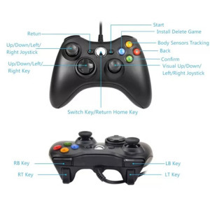 USB Gamepad, PC/PS3 kompatibilis, gaming kontroller, vezetékes, fekete