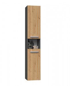 Riano MIX Nel III fürdőszoba szekrény, 31x174x30 cm, antracit-tölgy