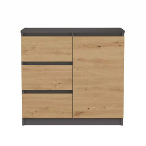 Riano MIX 1D3S komód, 80x75x40 cm, antracit-tölgy