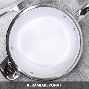Kerámiabevonatos serpenyő hőjelző fedővel + ajándék spatula / 24 cm