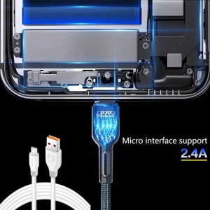 Adat- és töltőkábel K196, 300cm, Lightning/USB, 2.1A gyorstöltés, fehér