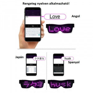 Parti szemüveg, világító szemüveg, LED kijelzős szemüveg - kék