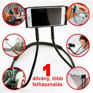 Univerzális, hajlítható, nyakba akasztható telefontartó - fehér