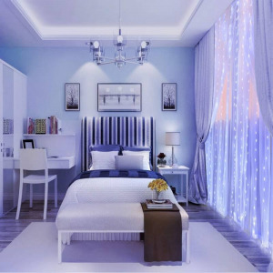 LED fényfüggöny 2x2 m-es 8 programos, kül-, és beltéri, sorolható - hidegfehér