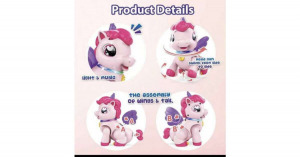 Elemmel működtethető, álomszerű egyszarvú játék fénnyel és zenével gyermekeknek