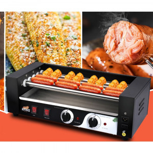 Görgős virsli sütő-melegítő gép Hot Dog készítéshez
