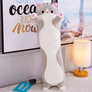 Plüss macska 90 cm szürke