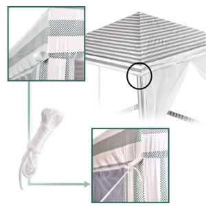 Nagyméretű kerti pavilon szúnyoghálóval - fehér, 3 x 3 m