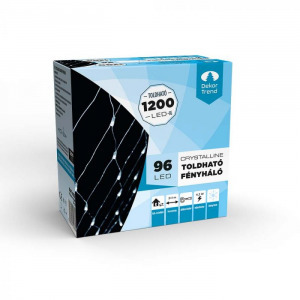 Dekortrend crystalline toldható led fényháló 2,0x1,0 m 96 db hideg fehér led-del, átlátszó kábellel