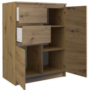 Shannan 2D2S fiókos szekrény, 70x97x40 cm, tölgy