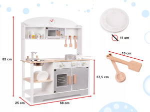 Játékkonyha gyerekeknek - 82 cm magas, modern stílus, kiegészítőkkel
