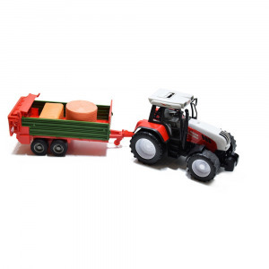 Traktor pótkocsival, bálákkal