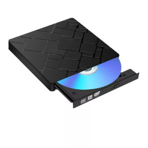Külső DVD-író, USB-A/USB-C 3.0, 8x írás, CD DVD +/- RW, Plug&Play, fekete