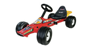 Pedálos gyermek gokart csomagtartóval és állítható üléssel -piros