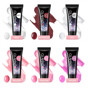 Glamador 6 színű gél köröm készlet 100 db műkörömmel