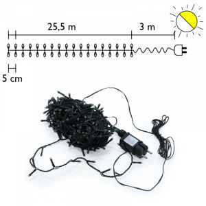 Karácsonyi LED égősor kültérre zöld vezetékkel - meleg fehér / 500 led