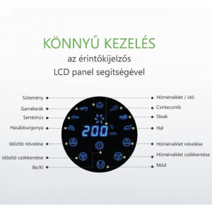 Elite 3,6 L-es Air Fryer + receptkönyv, 1600W olaj nélküli forró levegős fritőz digitális kijelzővel - fekete