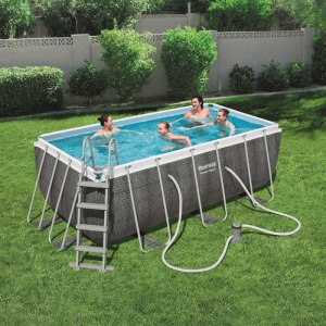 THASSOS szögletes fémvázas medence szett 412x201x122 cm