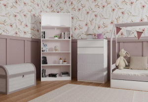 Drohmo MIX M5 Arteo komód, 70x109,5x40 cm, fehér-rózsaszín