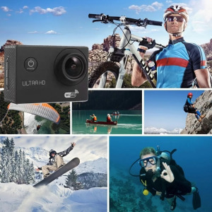 WiFi Sportkamera, 12MP akciókamera, Full HD, 60FPS, 30m vízálló, A+ 170°, fekete