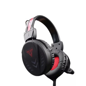 Gamer fejhallgató, USB + 2db 3,5mm jack, vezetékes, RGB világítás, fekete