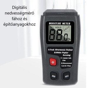 Professzionális digitális nedvességmérő, fa, papír, karton nedvesség mérése