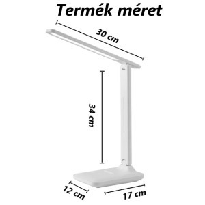 Asztali LED lámpa, állítható fényerő, 3 színhőmérséklet, akkumulátor