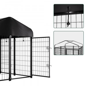 Kültéri fém kutyakennel UV álló szövettetővel