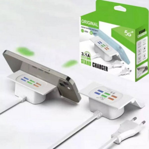USB gyorstöltő állomás 6 aljzattal, telefontartóval 3.1A - MS-810