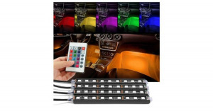 Lábtér világítás autóba, távirányítós, RGB