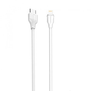 Adat és töltő kábel, Lightning/USB-C, 30W gyors töltés, 1 méter, fehér