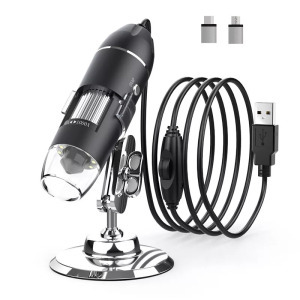 Hordozható digitális mikroszkóp, USB/OTG, 8LED, 5x optikai, 1000x digitális