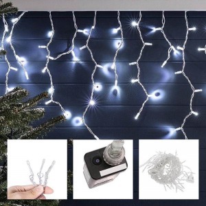 LED-es jégcsap fényfüggöny, hidegfehér 230 Led