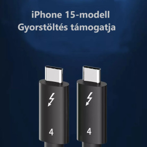 Adat- és töltőkábel, USB-C/USB-C, 1 méter, fekete