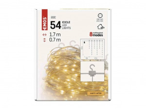 Kültéri LED-es jégcsap fényfüggöny (54 LED, 1.7x0.7 m) 8 program, meleg fehér