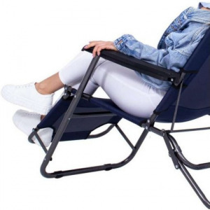 Összecsukható nyugágy, napozóágy, szék fejtámlával - kék