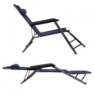 Összecsukható nyugágy, napozóágy, szék fejtámlával - kék